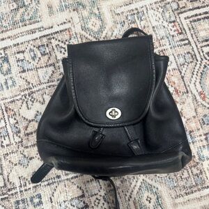 Coach Vintage Black Leather Backpack